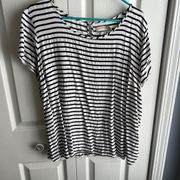 Faded Glory black and white striped short sleeve blouse