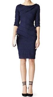 REISS Janelle Navy Blue Lace Body con dress