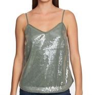 1.STATE Sage Green clear Sequin Spaghetti strap dress tank size XS