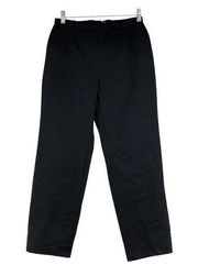 Lafayette 148 Size 4 Black Cropped Dress Pants Ribbed Cotton Blend Rear Zip USA