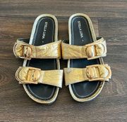 Stella Luna Metallic Gold Leather Slides