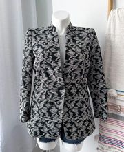 Lafayette 148 New York Black White Printed Jacquard Classic Blazer Women’s 10