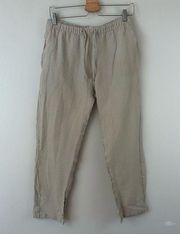 Onia | Tan Textured Tie Waist Loungewear Pants Size Small