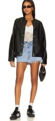 We the free Wild Rose Vegan Leather Bomber Jacket Black Free People Size Large