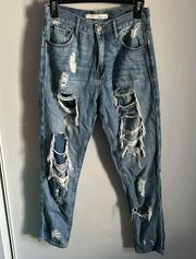 Ella Moss Juniors Vintage High Waist Distressed Denim Medium Wash Jeans