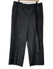 Anne Klein Black Wood Grain Taffeta Wide Leg High Rise Pants - Size 14 - Ankle