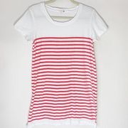 Sundry white striped tee shirt dress XS