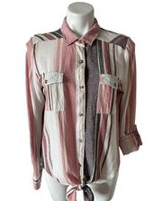 Thread & Supply Button Down Shirt Linen Blend Cassidy Sunset Sz Lg