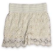 Umgee Floral Crochet Lace Short Scalloped Hem Cream S