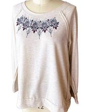 KNOX ROSE Long Sleeve Embroidered Scoop Neck Top ~ Women's Shirt Size LARGE