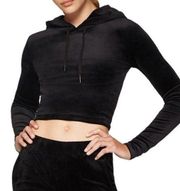 Pam & Gila black velvet cropped hoodie small NWT