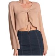 Tan Bell Sleeve Crop Top