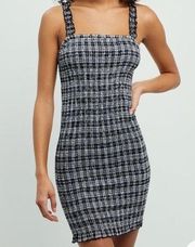 Volcom Black & White Gingham Ruche Mini Dress