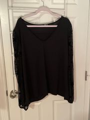 Black Mesh Long Sleeve Star Top