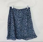 Vintage  Floral Blue Skirt Periwinkle Flower Lined Chiffon Knee Length