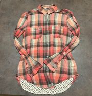 Plaid Lace Back Flannel Shirt