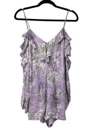 Bardot Edrie Frill Purple White Floral Romper