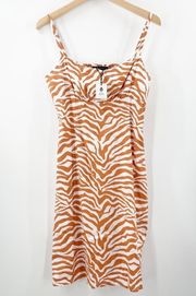 SANCTUARY Dress Size 2 Linen Blend Snapshot Mini Zebra Animal Print Summer NWT