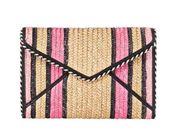 2xHP! Rebecca Minkoff Leo Straw Envelope Clutch