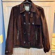 Ruff Hewn Vegan Suede Casual  Button Up Fall Jacket Size Large