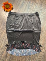 NWT  X Betty Boop Meshed Black Satin Hi/Low Pencil Skirt 1XL