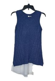 Moth Anthropologie Women Vest Sweater Tank Top Layered  Keyhole Knit Blue XS