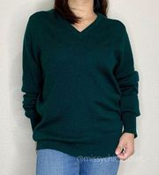 Club Room 100% Lambswool Unisex Green Pullover V-neck Sweater