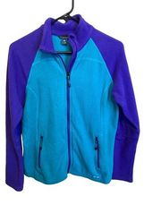 Eddie Bauer Color block Blue & Purple Long Sleeve Fleece Zip Up Jacket Size M