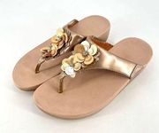 Fitflop Women’s Lulu Wildflower Slip On Flip Flop Sandals Rose Gold Size 8