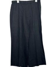 Chicos 100% Linen Black Wide Leg Pants Size Large Lagenlook boho