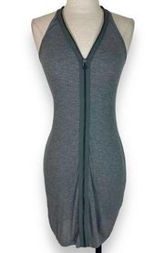 T.  Alexander Wang heather gray ribbed knit tank dress, zip front V-neck mini