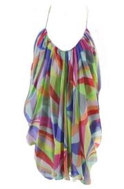 NWT Mara Hoffman Colorful Sheer Silk Spaghetti Strap Dress💙💗💚