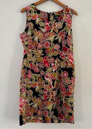 Sag Harbor Black Red Floral Sleeveless Mini Dress 12P Formal