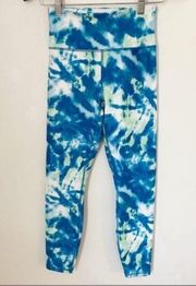 Wildfox Tie Dye High Waisted Athletic Leggings Pull on Blue/Green Size Small