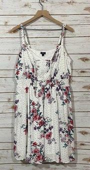 Torrid Mini Gauze Smocked Waist Dress - Floral White - 2