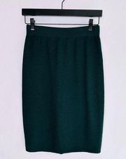 St. John Collection Dark Hunter Green Knit Pencil Knee Length Skirt Size 6