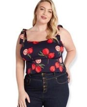 NWT ModCloth x Collectif Peace, Love, and Pomegranates Navy Blue Tank Top size 6