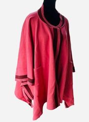 Lands'End Vintage  Pink Fleece Oversized Cape So Cozy! Poncho with Pockets