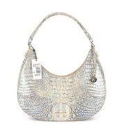 NWT Brahmin Bekka in Blue Haze Croc-Emboss Melbourne Leather Shoulder Bag Purse