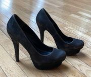 Jennifer Lopez platform heels, black with silver accent, sz 7, excellent cond