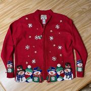 Heirloom Collectibles Womens Red Snowman Sweater