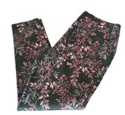 Faded Glory Womens 1X 16W Floral Pants Pull On Stretch Multicolor Ankle