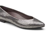 Vionic Gunmetal Metallic Snake Caballo Minimalist Old Money Coastal Ballet Flats