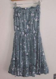 Tiare "One Size" Ryden Strapless Blue Floral Beach Summer Dress NEW