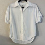 Aritzia  Babaton Button Up Collar Short Sleeve Shirt Top White Womens XS