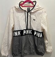 VS PINK half zip gray white black windbreaker Victoria’s Secret size XS S