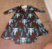 Southern stitch Turquoise, Brown & White dress