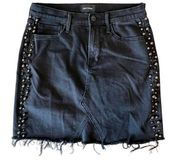 Driftwood Stef Faux Pearl-Embellished Black Denim Skirt