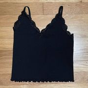 Black Lace-Trim Tank - Size S/M