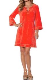 Red Grommet Terrycloth Tunic Mini Dress Small